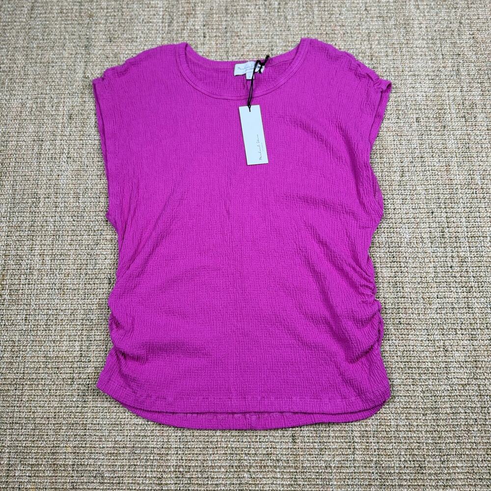 💜 Michael Stars Leighton Power Shoulder Top | Size L | Ultraviolet | NWT